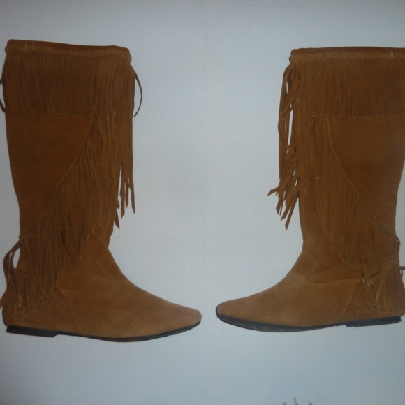 Sam Edelman Utah Fringe Tan Boots Moccasubs Pull On - Picture 2 of 8